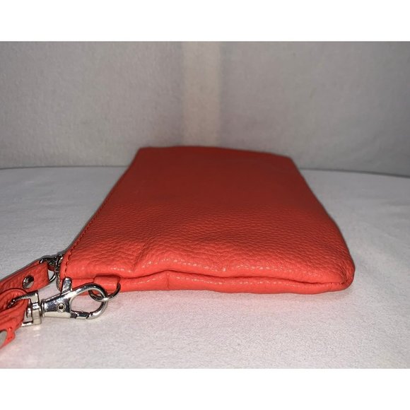 Adrienne Vittadini Charging Wallet Wristlet Pouch RFID Protection Coral Silver - Picture 5 of 11